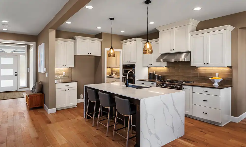 Kitchen with freshly finished cabinets by I-5 Painting